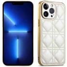 For iPhone 13 Pro Suteni Electroplated Rattan Grid Leather Soft TPU Phone Case(White) - 1