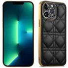 For iPhone 13 Pro Max Suteni Electroplated Rattan Grid Leather Soft TPU Phone Case(Black) - 1