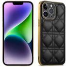 For iPhone 14 Suteni Electroplated Rattan Grid Leather Soft TPU Phone Case(Black) - 1