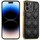 For iPhone 14 Pro Suteni Electroplated Rattan Grid Leather Soft TPU Phone Case(Black) - 1