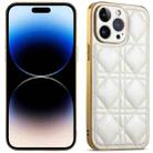 For iPhone 14 Pro Suteni Electroplated Rattan Grid Leather Soft TPU Phone Case(White) - 1