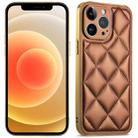 For iPhone 12 Suteni Electroplated Big Diamond Grid Leather Soft TPU Phone Case(Brown) - 1