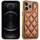 For iPhone 12 Pro Suteni Electroplated Big Diamond Grid Leather Soft TPU Phone Case(Brown) - 1