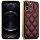 For iPhone 12 Pro Suteni Electroplated Big Diamond Grid Leather Soft TPU Phone Case(Purple) - 1