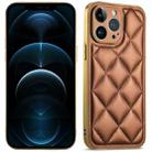 For iPhone 12 Pro Max Suteni Electroplated Big Diamond Grid Leather Soft TPU Phone Case(Brown) - 1