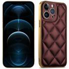 For iPhone 12 Pro Max Suteni Electroplated Big Diamond Grid Leather Soft TPU Phone Case(Purple) - 1
