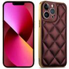 For iPhone 13 Suteni Electroplated Big Diamond Grid Leather Soft TPU Phone Case(Purple) - 1