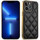 For iPhone 13 Pro Suteni Electroplated Big Diamond Grid Leather Soft TPU Phone Case(Black) - 1