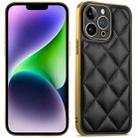 For iPhone 14 Suteni Electroplated Big Diamond Grid Leather Soft TPU Phone Case(Black) - 1