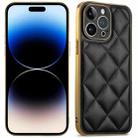 For iPhone 14 Pro Suteni Electroplated Big Diamond Grid Leather Soft TPU Phone Case(Black) - 1