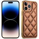 For iPhone 14 Pro Max Suteni Electroplated Big Diamond Grid Leather Soft TPU Phone Case(Brown) - 1