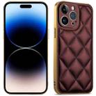 For iPhone 14 Pro Max Suteni Electroplated Big Diamond Grid Leather Soft TPU Phone Case(Purple) - 1