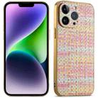 For iPhone 14 Plus Suteni Electroplated Woven Cloth PU Soft TPU Phone Case(Rainbow) - 1