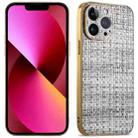 For iPhone 13 Suteni Electroplated Woven Cloth PU Soft TPU Phone Case(Black Gray) - 1