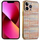 For iPhone 13 Suteni Electroplated Woven Cloth PU Soft TPU Phone Case(Brown) - 1