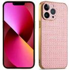 For iPhone 13 Suteni Electroplated Woven Cloth PU Soft TPU Phone Case(Pink) - 1