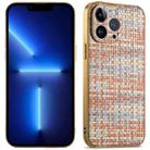 For iPhone 13 Pro Suteni Electroplated Woven Cloth PU Soft TPU Phone Case(Brown) - 1