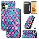 For OPPO Reno9 CaseNeo Colorful Magnetic Leather Phone Case(Purple Scales) - 1