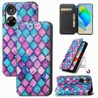 For ZTE Blade V40s CaseNeo Colorful Magnetic Leather Phone Case(Purple Scales) - 1