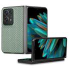For OPPO Find N2 Carbon Fiber Texture Leather Back Cover Phone Case(Green) - 1