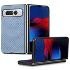 For Google Pixel Fold Carbon Fiber Texture Leather Back Cover Phone Case(Blue) - 1