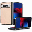 For Google Pixel Fold Carbon Fiber Texture Leather Back Cover Phone Case(Khaki) - 1