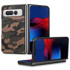 For Google Pixel Fold Camouflage Leather Back Cover Phone Case(Brown) - 1