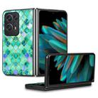 For OPPO Find N2 Colored Drawing Leather Skin Back Cover Phone Case(Emerald) - 1