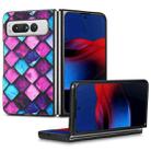 For Google Pixel Fold Colored Drawing Leather Skin Back Cover Phone Case(Purple Scales) - 1