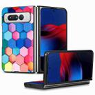 For Google Pixel Fold Colored Drawing Leather Skin Back Cover Phone Case(Colorful Cube) - 1