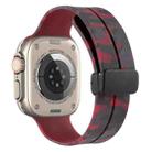 Magnetic Clasp Camouflage Silicone Watch Band For Apple Watch Ultra 49mm(Camouflage Burgundy) - 1