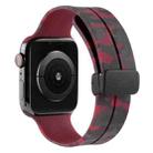 Magnetic Clasp Camouflage Silicone Watch Band For Apple Watch Series 8&7 45mm / SE 2&6&SE&5&4 44mm / 3&2&1 42mm(Camouflage Burgundy) - 1