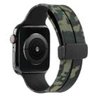 Magnetic Clasp Camouflage Silicone Watch Band For Apple Watch Series 8&7 45mm / SE 2&6&SE&5&4 44mm / 3&2&1 42mm(Camouflage Army Green) - 1