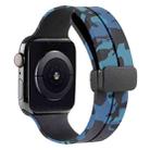 Magnetic Clasp Camouflage Silicone Watch Band For Apple Watch Series 8&7 45mm / SE 2&6&SE&5&4 44mm / 3&2&1 42mm(Camouflage Blue) - 1