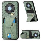 For Huawei nova Y90 Carbon Fiber Wallet Flip Card Holder Phone Case(Green) - 1