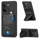 For OPPO Reno9 Carbon Fiber Wallet Flip Card Holder Phone Case(Black) - 1