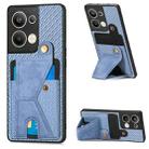 For OPPO Reno9 Pro+ Carbon Fiber Wallet Flip Card Holder Phone Case(Blue) - 1