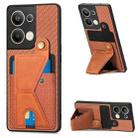 For OPPO Reno9 Pro+ Carbon Fiber Wallet Flip Card Holder Phone Case(Brown) - 1