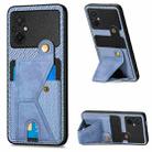 For Xiaomi Poco M5 4G Carbon Fiber Wallet Flip Card Holder Phone Case(Blue) - 1
