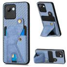 For Realme C30 Carbon Fiber Wallet Flip Card Holder Phone Case(Blue) - 1
