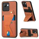 For Realme C30 Carbon Fiber Wallet Flip Card Holder Phone Case(Brown) - 1