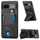 For Google Pixel 7A Carbon Fiber Wallet Flip Card Holder Phone Case(Black) - 1