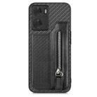 For OPPO A57 4G Carbon Fiber Flip Zipper Wallet Phone Case(Black) - 1