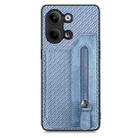 For OPPO Reno9 Carbon Fiber Flip Zipper Wallet Phone Case(Blue) - 1