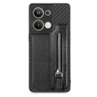 For OPPO Reno9 Pro+ Carbon Fiber Flip Zipper Wallet Phone Case(Black) - 1