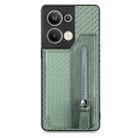 OPPO Reno9 Pro+ Carbon Fiber Flip Zipper Wallet Phone Case(Green) - 1