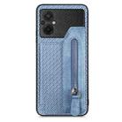 For Xiaomi Poco M5 4G Carbon Fiber Flip Zipper Wallet Phone Case(Blue) - 1