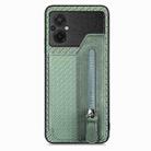 For Xiaomi Poco M5 4G Carbon Fiber Flip Zipper Wallet Phone Case(Green) - 1