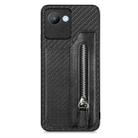 For Realme C30 Carbon Fiber Flip Zipper Wallet Phone Case(Black) - 1