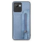 For Realme C30 Carbon Fiber Flip Zipper Wallet Phone Case(Blue) - 1